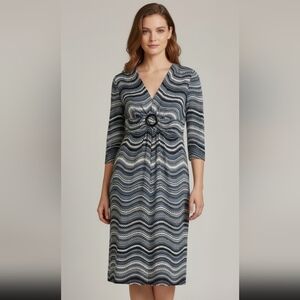 Glamour Monochrome Zigzag Long Sleeve Dress
